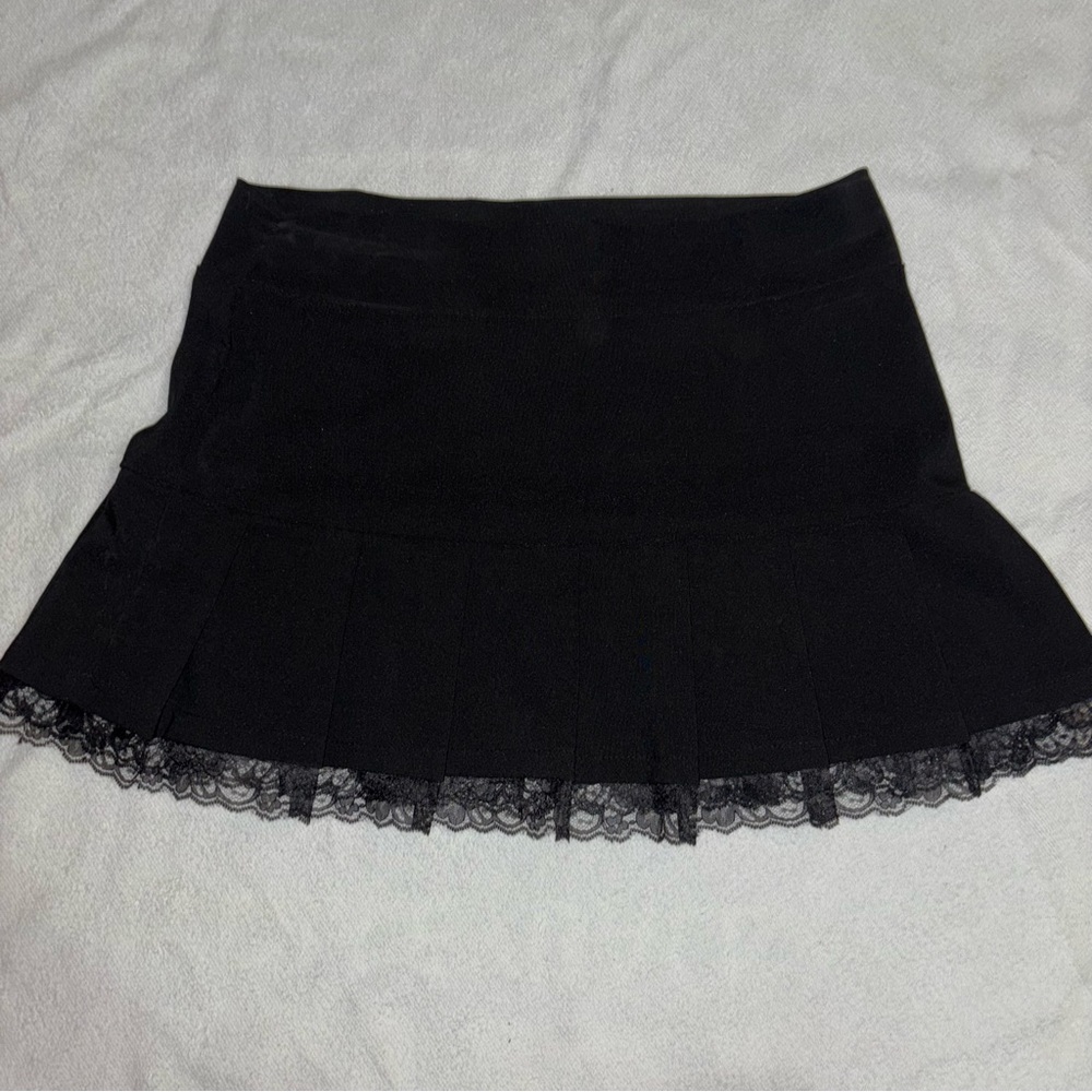 Digital Clothing Black Mini Skirt with Lace Details size 11